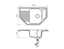 Мойка KRONA ERDFALL 1B 800*500 GRAY — фотография 2